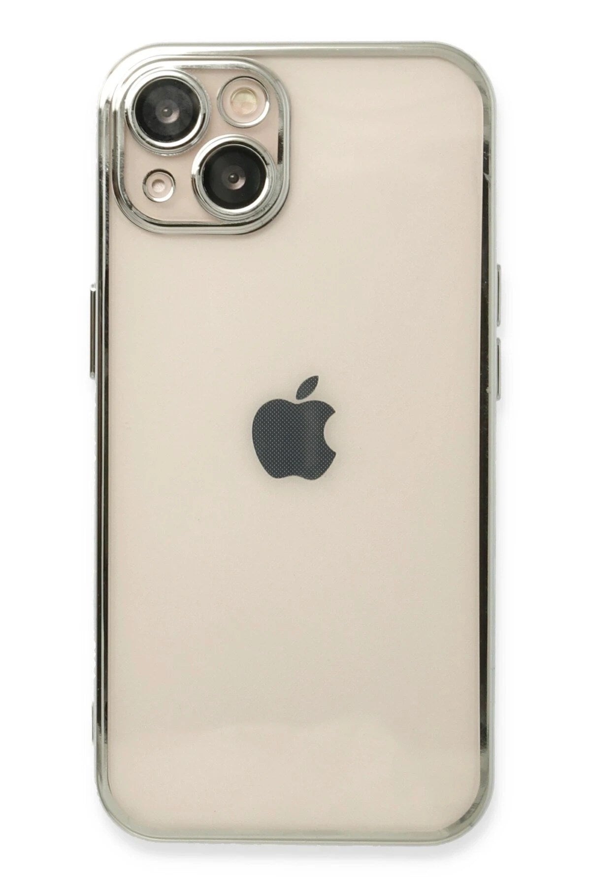 Mey İthalat® iPhone 14 Plus Kılıf Lensli Silikon - Gümüş