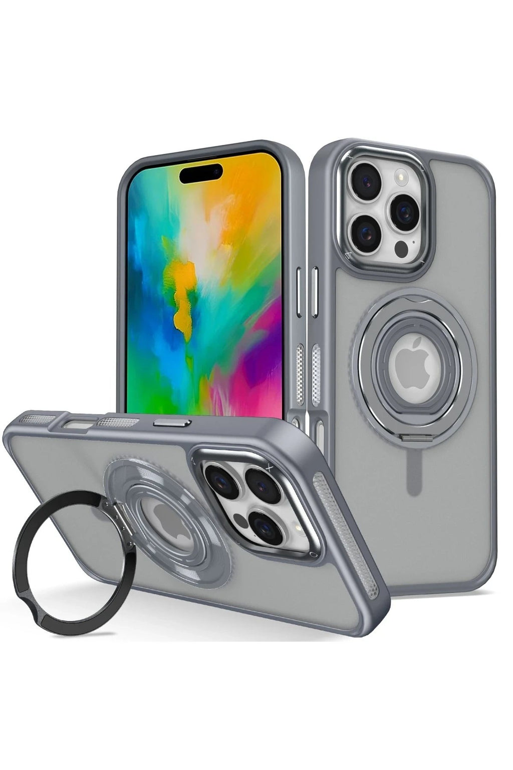 Mey İthalat® iPhone 16 Pro Max Banza Magsafe Standlı Kapak - Titan Gri