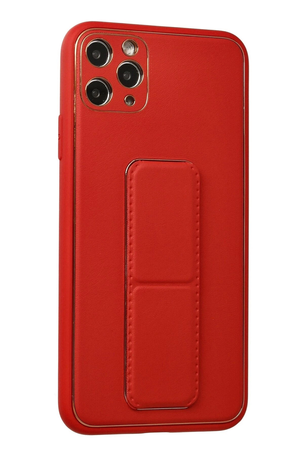 Mey İthalat® iPhone 11 Pro Max Kılıf Coco Deri Standlı Kapak - Kırmızı