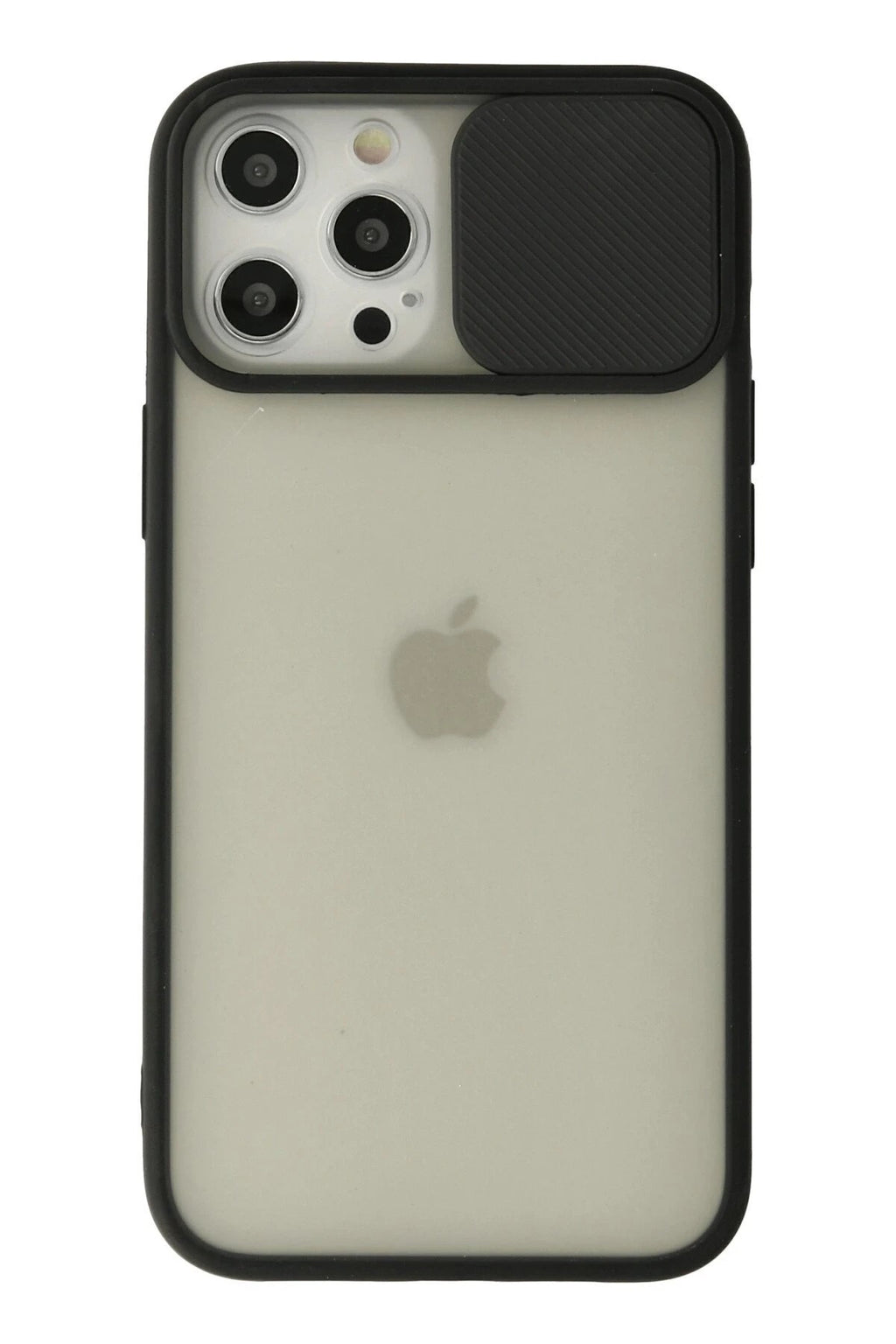 Mey İthalat® iPhone 12 Pro Max Kılıf Palm Buzlu Kamera Sürgülü Silikon - Siyah