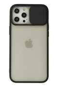 Mey İthalat® iPhone 12 Pro Max Kılıf Palm Buzlu Kamera Sürgülü Silikon - Siyah