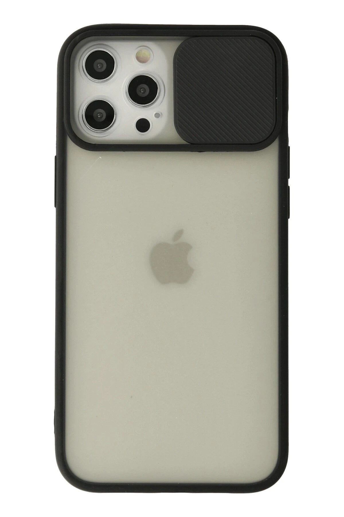 Mey İthalat® iPhone 12 Pro Max Kılıf Palm Buzlu Kamera Sürgülü Silikon - Siyah