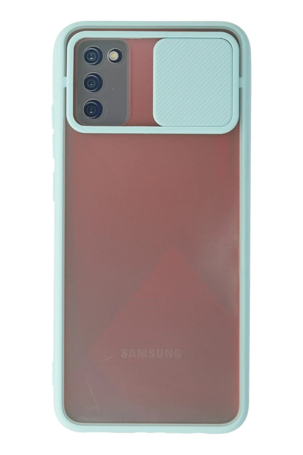 Mey İthalat® Samsung Galaxy A02S Kılıf Palm Buzlu Kamera Sürgülü Silikon - Turkuaz
