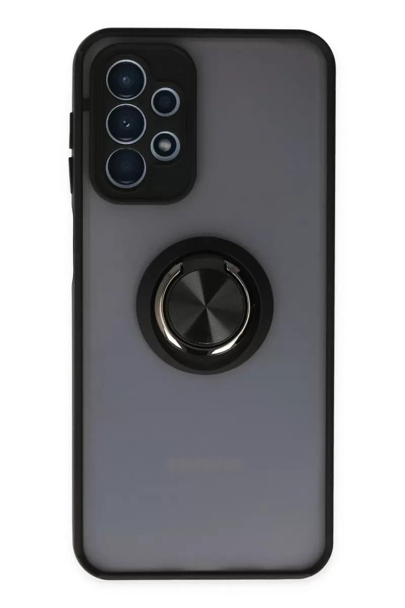 Mey İthalat® Samsung Galaxy A23 4G Kılıf Montreal Yüzüklü Silikon Kapak - Siyah