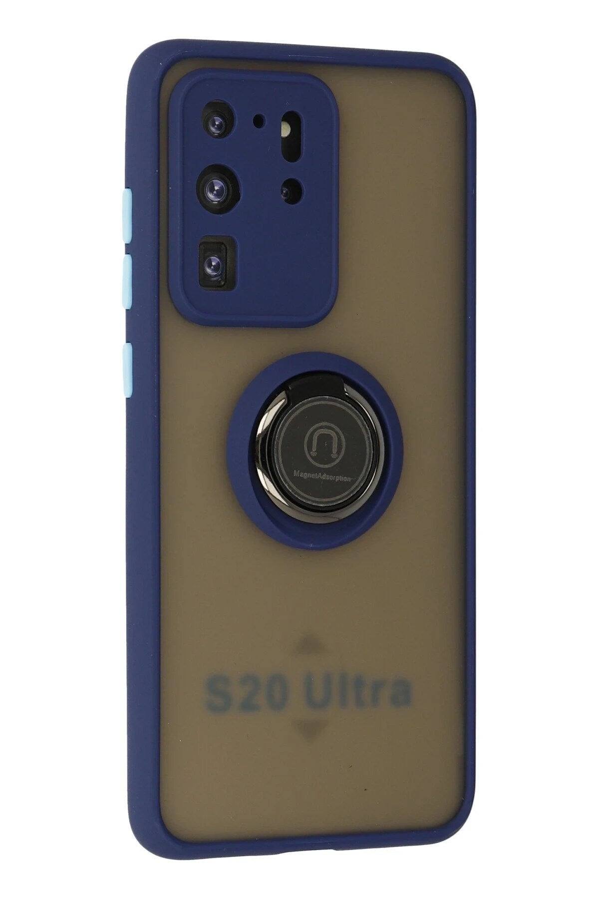 Mey İthalat® Samsung Galaxy S20 Ultra Kılıf Montreal Yüzüklü Silikon Kapak - Lacivert