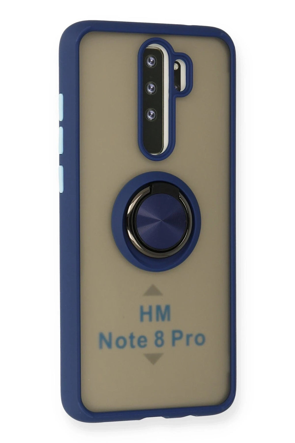 Mey İthalat® Redmi Note 8 Pro Kılıf Montreal Yüzüklü Silikon Kapak - Lacivert