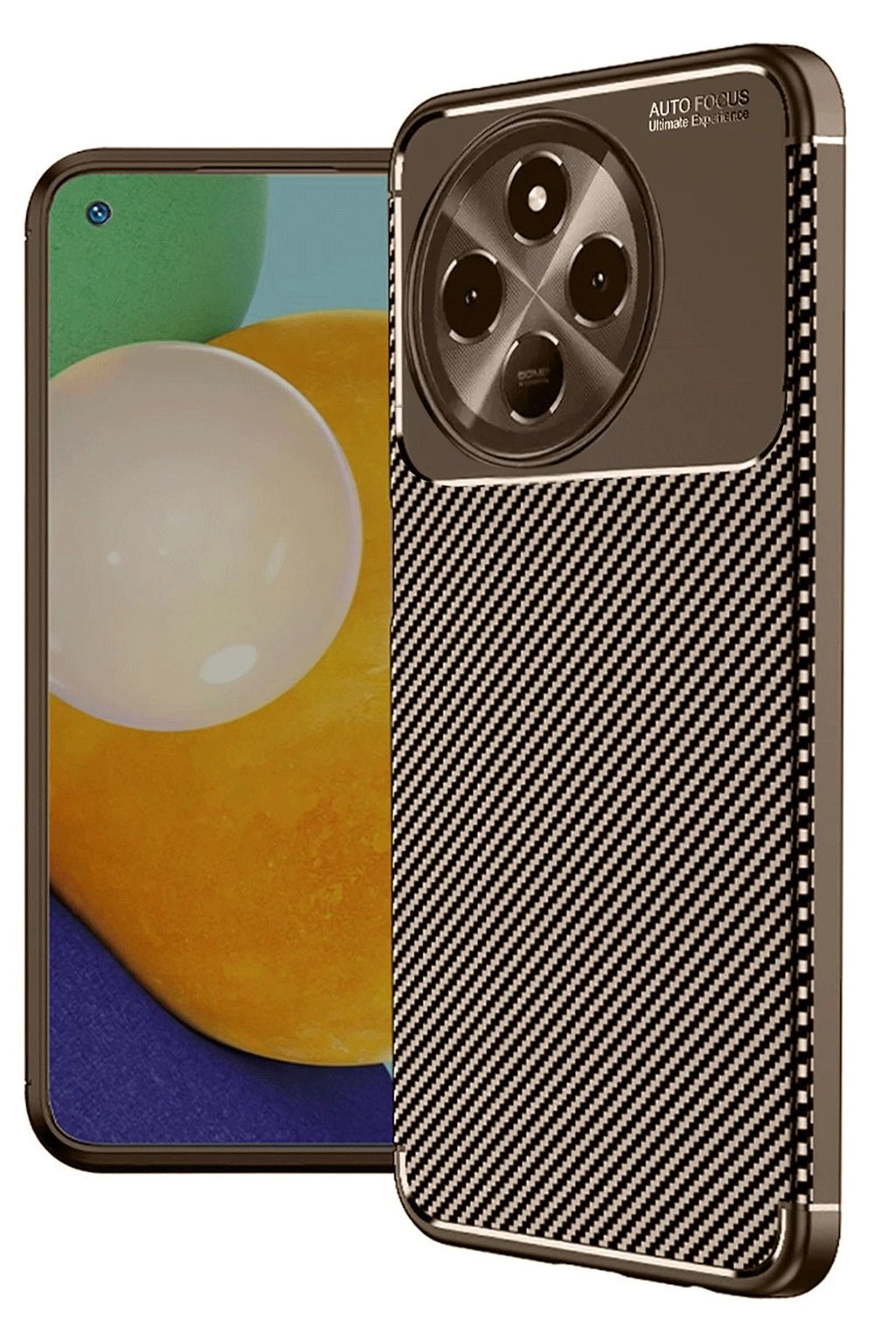 Mey İthalat® Tecno Spark 30 Pro Kılıf Auto Focus Karbon Kapak - Kahverengi