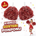 Kırmızı Gösteri Ponponu 1 Çift (2 Adet) - 23 Nisan ve Okul Etkinlik Ponponu