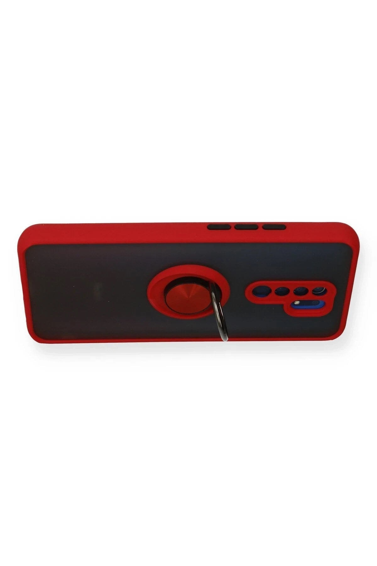 Mey İthalat® Redmi 9 Kılıf Montreal Yüzüklü Silikon Kapak - Kırmızı