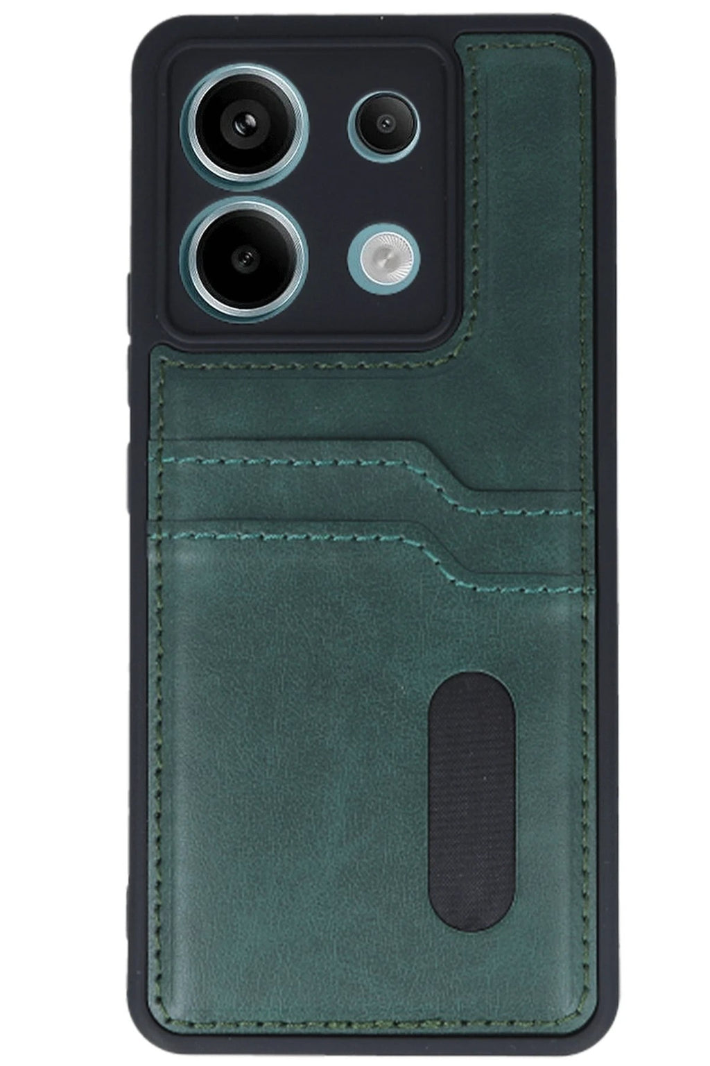 Mey İthalat® Redmi Note 13 Pro 5G Kılıf Sara Kartvizitli Deri Kılıf - Koyu Yeşil