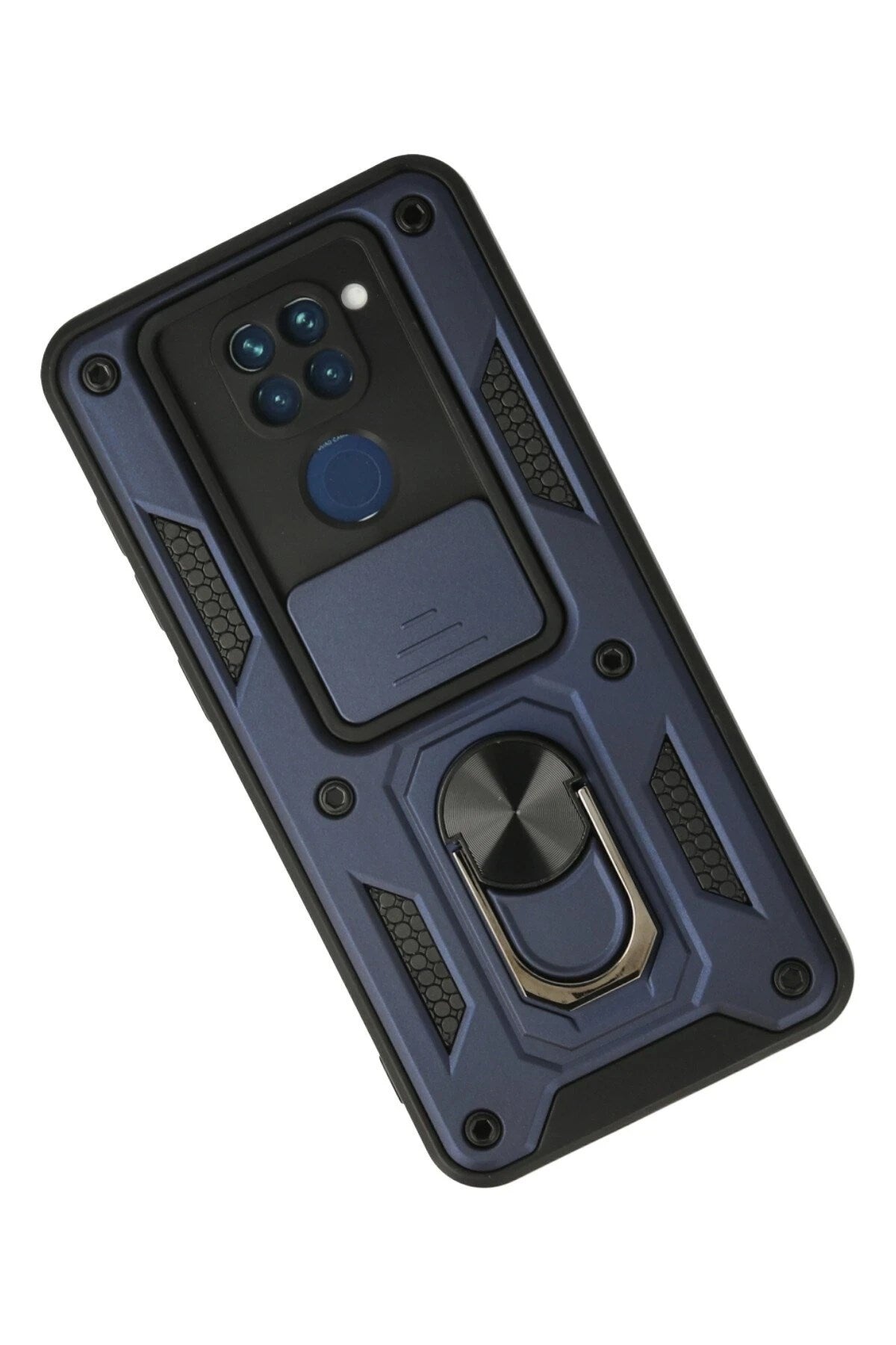 Mey İthalat® Redmi Note 9 Kılıf Pars Lens Yüzüklü Silikon - Lacivert