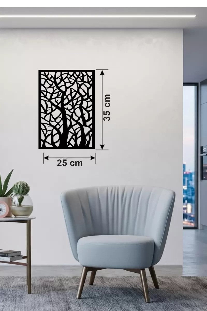 Mey İthalat® Soyut Ağaç Dalları Ahşap Duvar Tablosu - 25x35 cm Lazer Kesim Dekoratif Pano