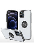 Mey İthalat® iPhone 12 Pro Kılıf Elit Yüzüklü Kapak - Gümüş