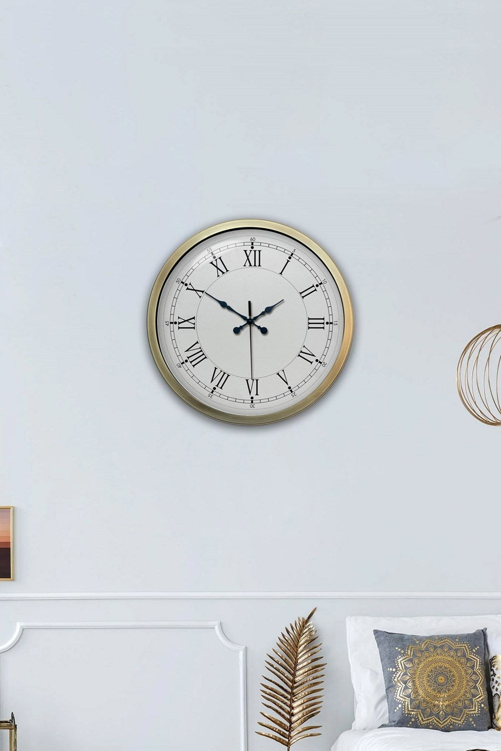 Retro Modern Roma Rakamlı 40 Cm Metal Duvar Saati