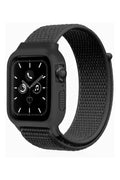 Mey İthalat® Watch 38mm Hasırlı Cırtcırtlı Kasalı Kordon - Siyah