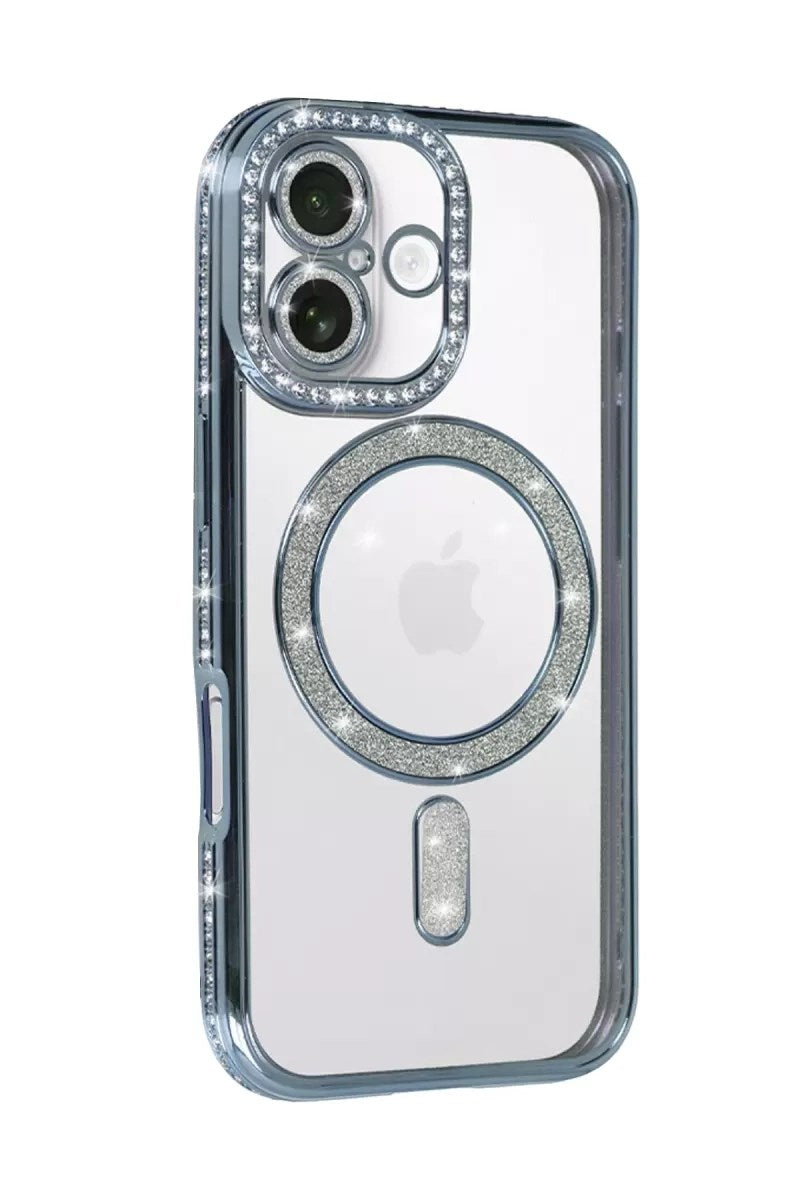 Mey İthalat® iPhone 17 Joke Simli Magneticsafe Kılıf - Mavi