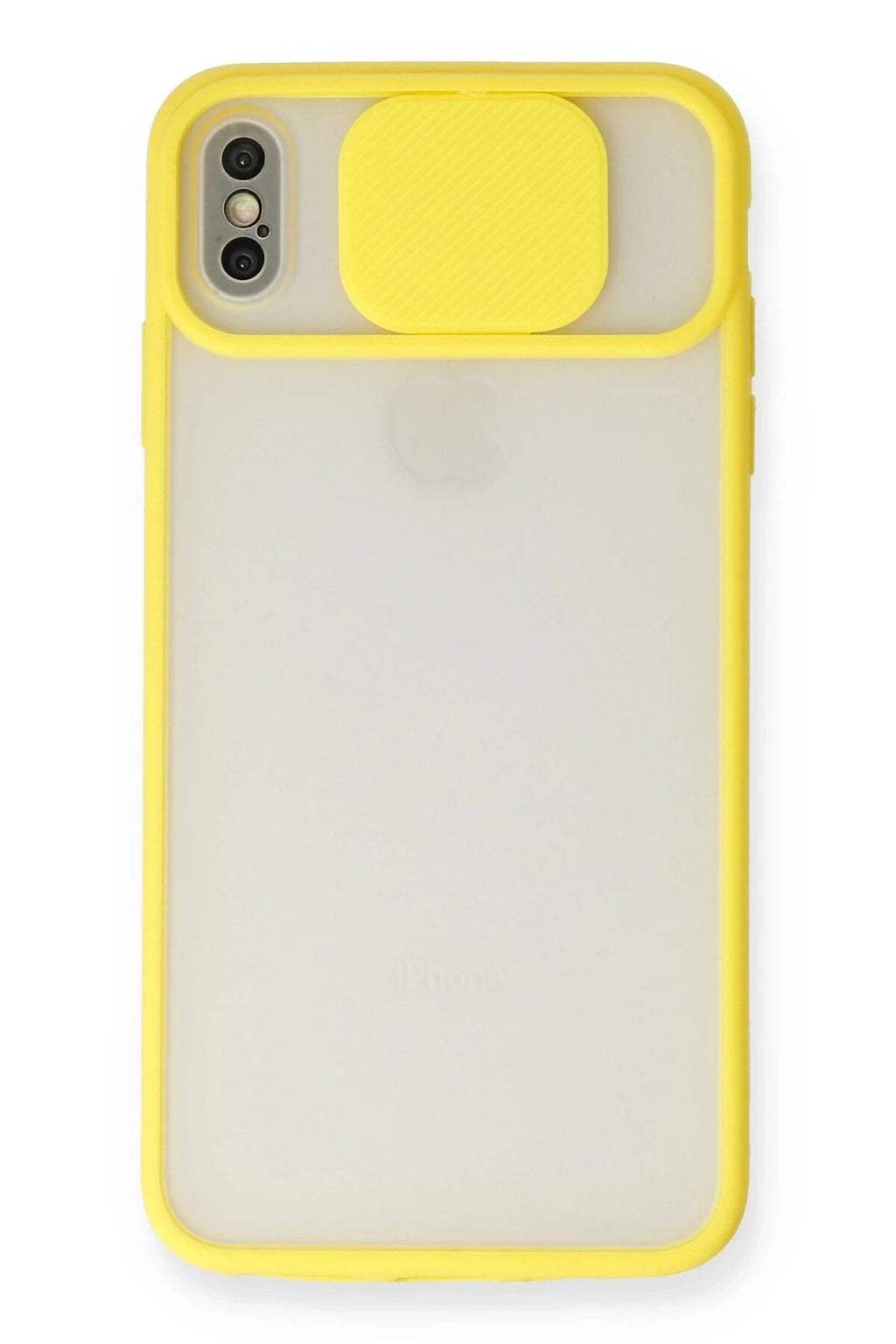 Mey İthalat® iPhone XS Max Kılıf Palm Buzlu Kamera Sürgülü Silikon - Sarı