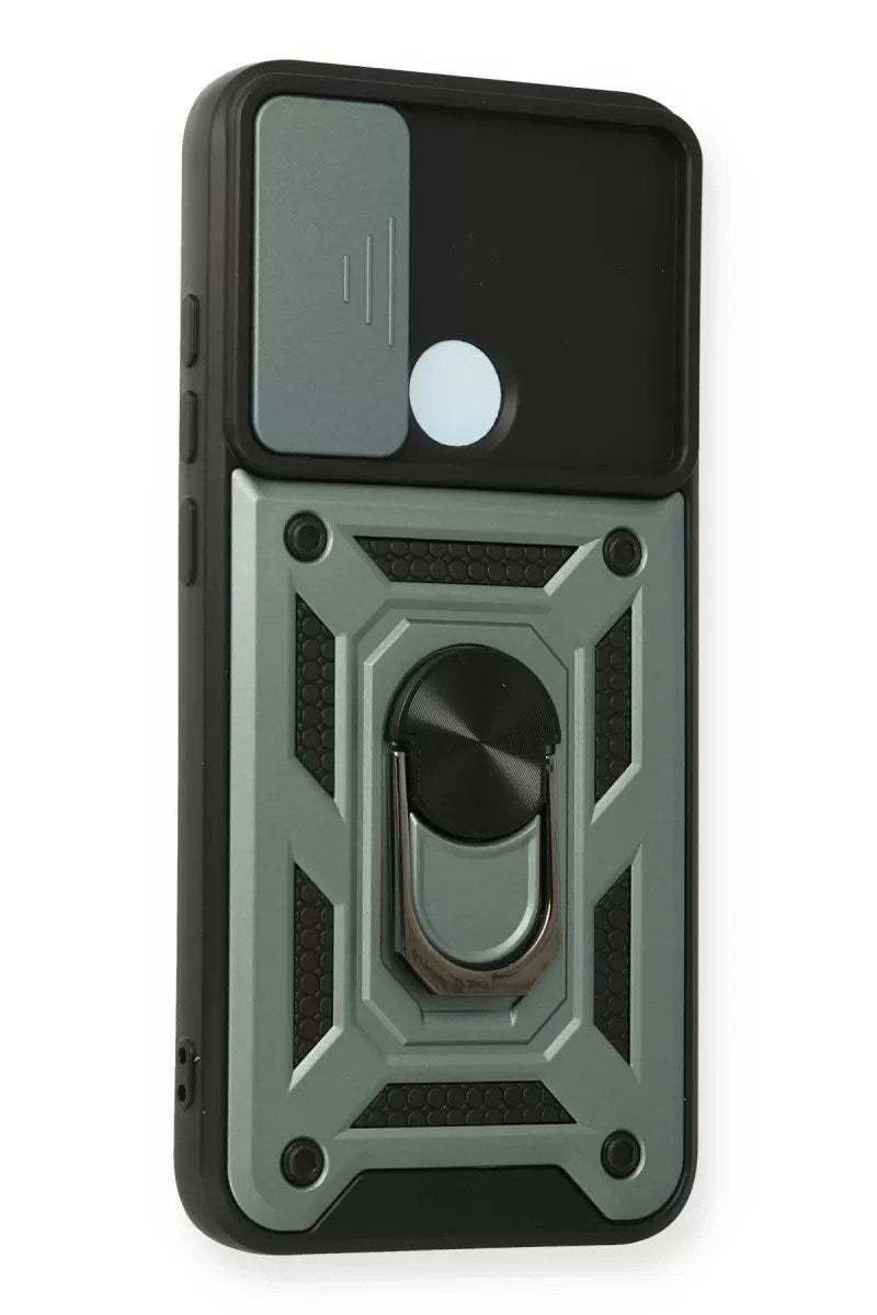 Mey İthalat® Redmi Note 8 Kılıf Pars Lens Yüzüklü Silikon - Yeşil