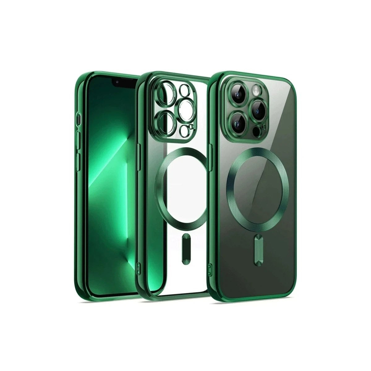 Mey İthalat® iPhone 12 Pro Kılıf Kross Magneticsafe Kapak - Koyu Yeşil