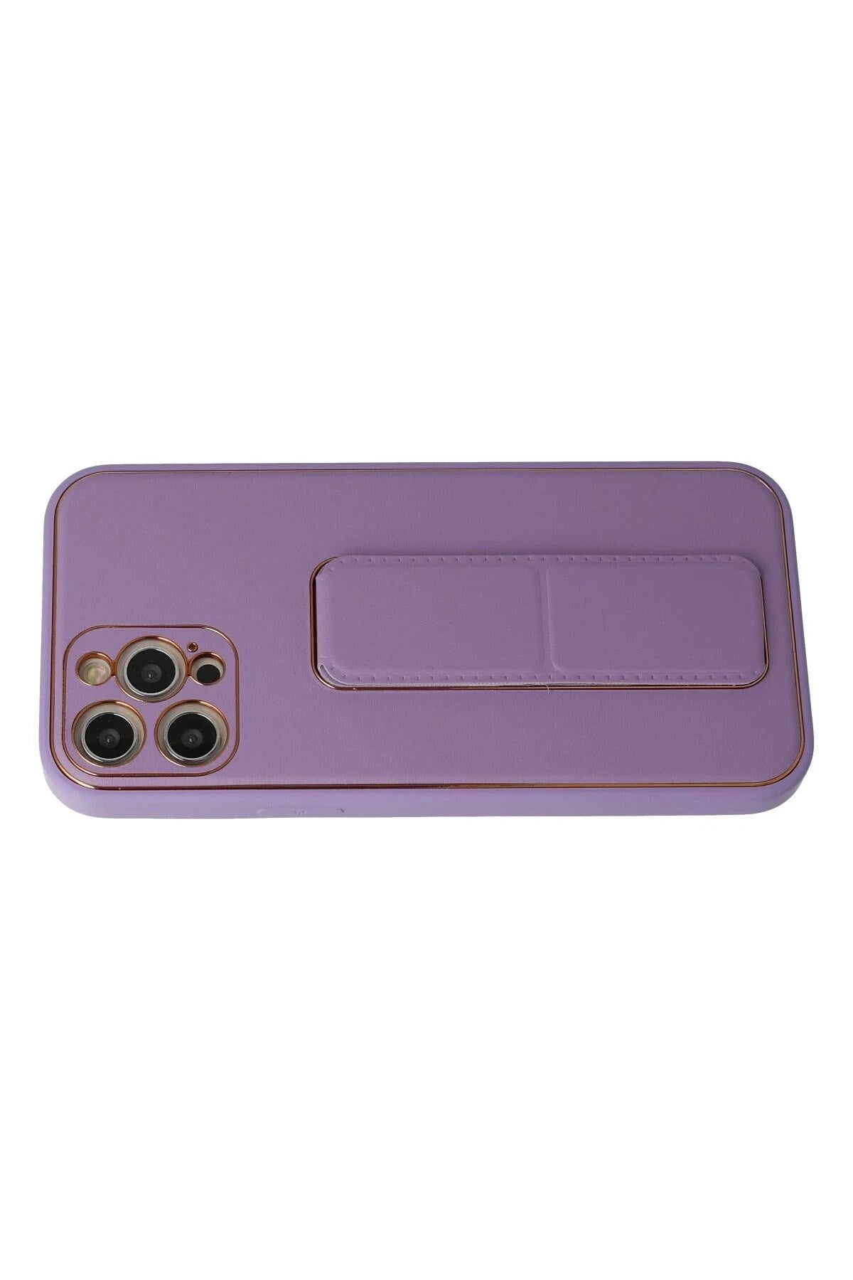 Mey İthalat® iPhone 12 Pro Kılıf Coco Deri Standlı Kapak - Lila