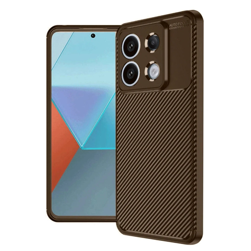 Mey İthalat® Redmi Note 13 Pro 4G Kılıf Auto Focus Karbon Kapak - Kahverengi
