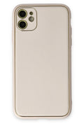 Mey İthalat® iPhone 12 Kılıf Coco Deri Silikon Kapak - Beyaz