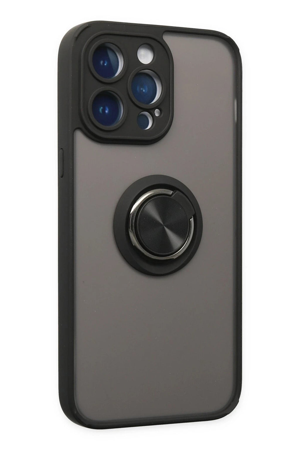 Mey İthalat® iPhone 14 Pro Max Kılıf Montreal Yüzüklü Silikon Kapak - Siyah