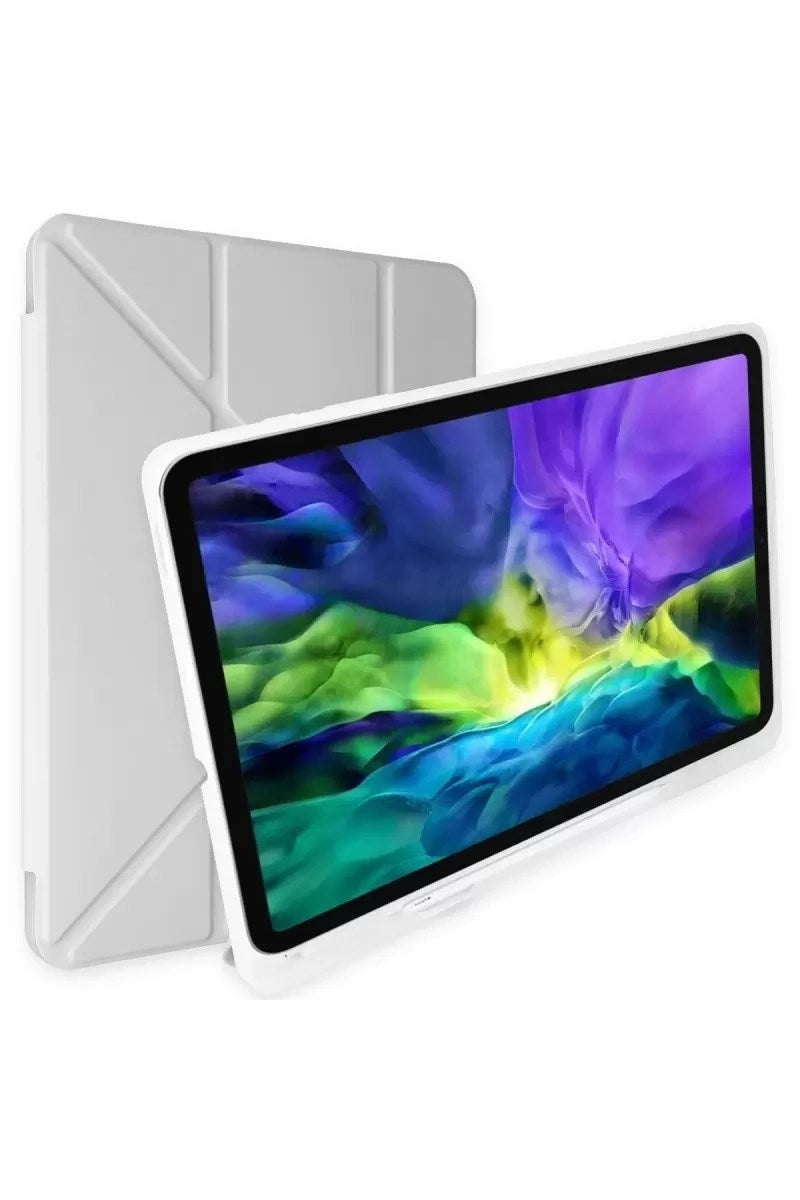 Mey İthalat® iPad 10.2 (8.nesil) Kılıf Kalemlikli Mars Tablet Kılıfı - Gri