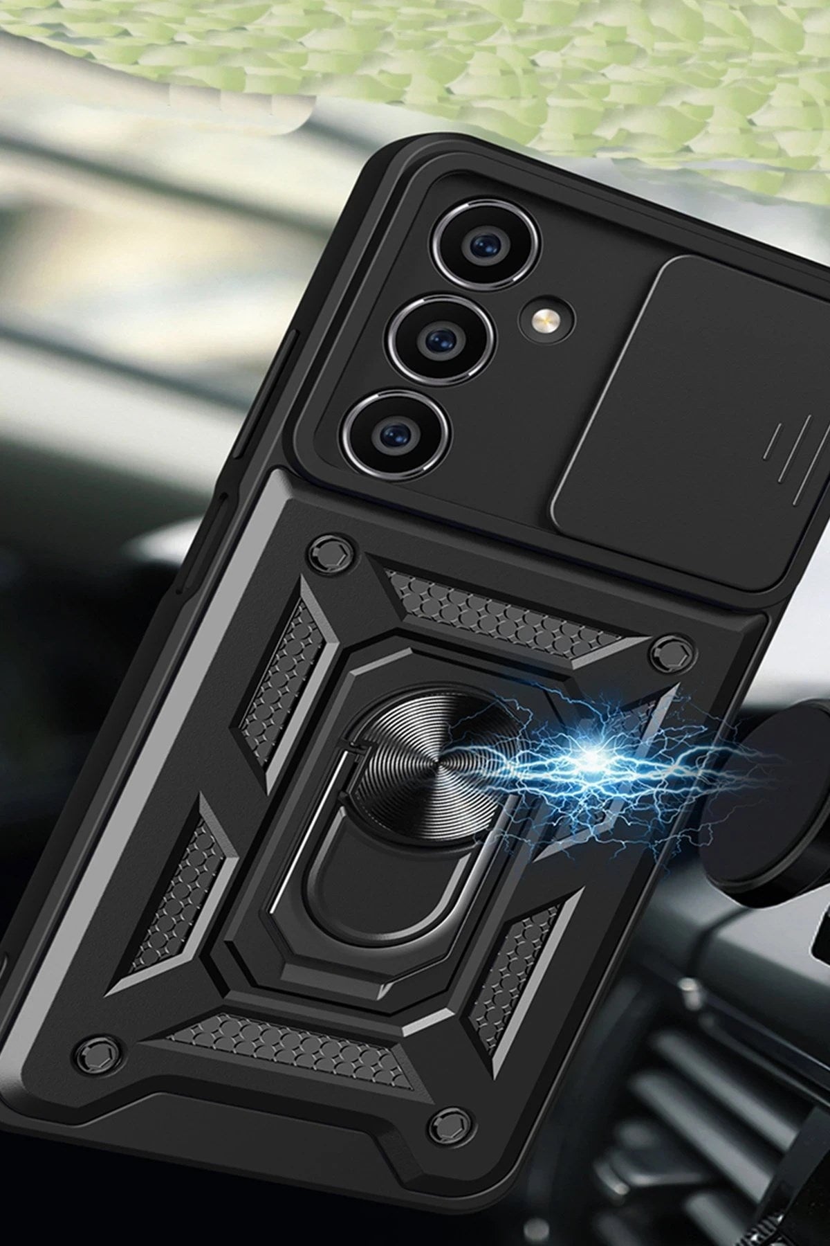 Mey İthalat® Samsung Galaxy A35 5G Kılıf Pars Lens Yüzüklü Silikon - Kırmızı