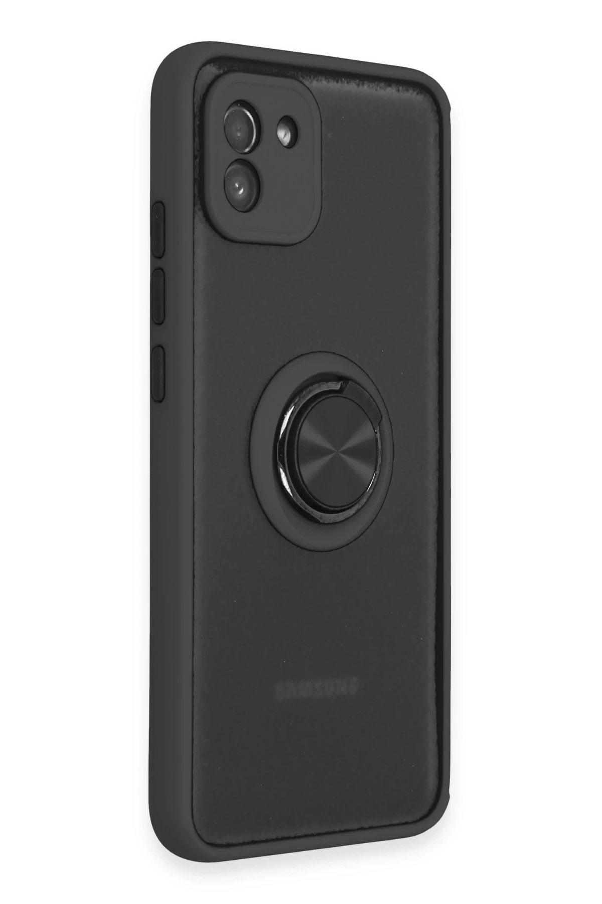 Mey İthalat® Samsung Galaxy A03 Kılıf Montreal Yüzüklü Silikon Kapak - Siyah