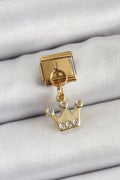 Mey İthalat® 316L Çelik Sallantılı Zirkon Taşlı Kraliçe Tacı Model Gold Renk Nomination Charm