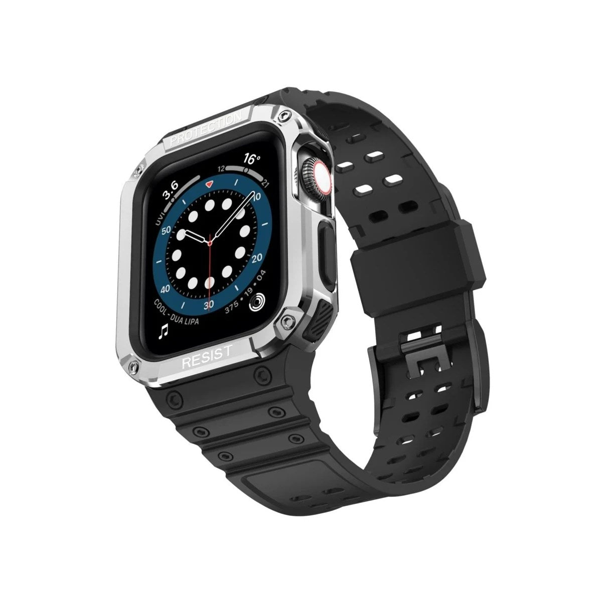 Mey İthalat® Watch 42mm KR401 Silikon Kordon - Siyah-Gümüş