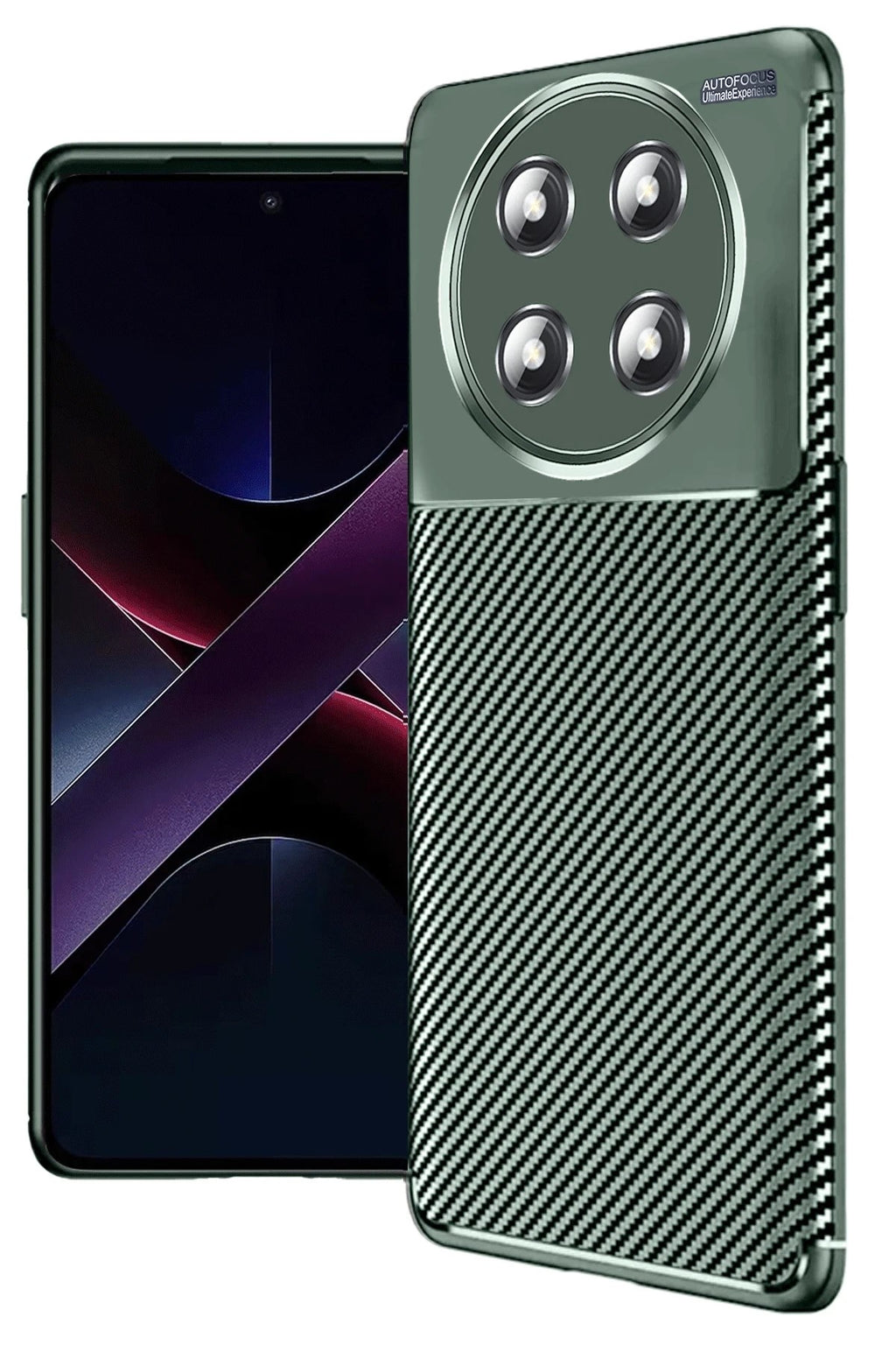 Mey İthalat® Honor Magic 7 Lite Kılıf Auto Focus Karbon Kapak - Koyu Yeşil