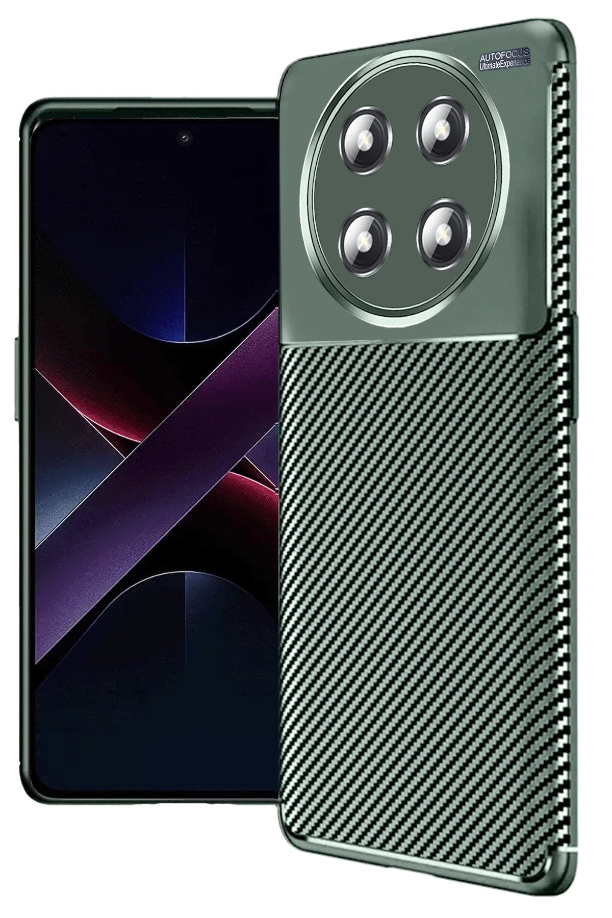 Mey İthalat® Honor Magic 7 Lite Kılıf Auto Focus Karbon Kapak - Koyu Yeşil