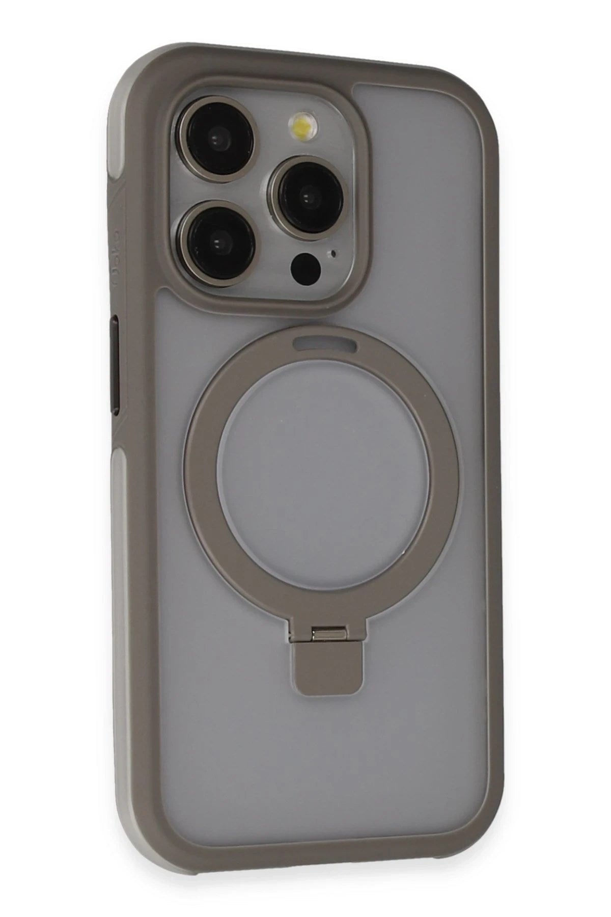 Mey İthalat® iPhone 15 Pro Zorda Airbag Magsafe Standlı Kapak - Titan Gri