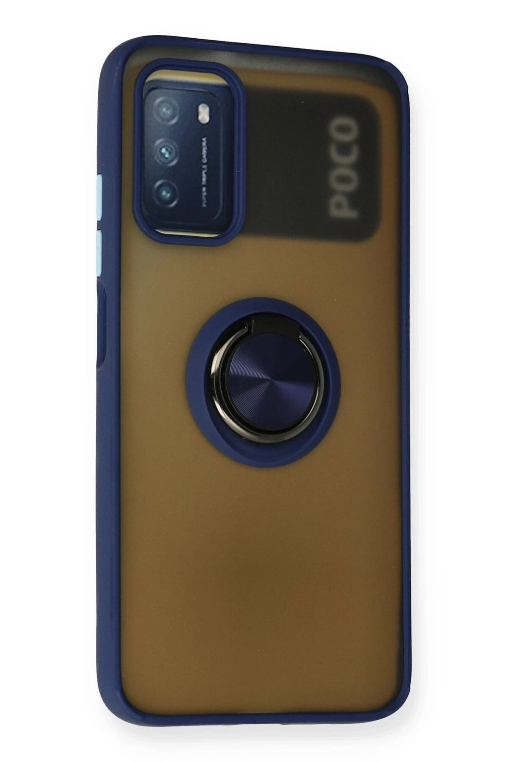 Mey İthalat® Redmi 9T Kılıf Montreal Yüzüklü Silikon Kapak - Lacivert