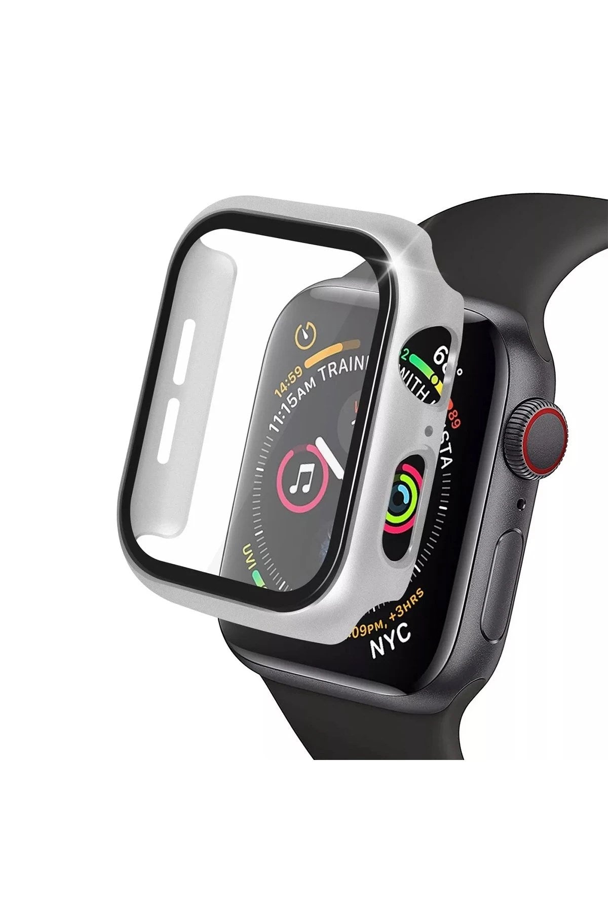 Mey İthalat® Watch 40mm Camlı Kasa Ekran Koruyucu - Gümüş