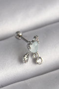 Mey İthalat® 316L Çelik Gümüş Renk Beyaz Minelik Kalp Sallantı Zirkon Taş Detay Tragus Piercing