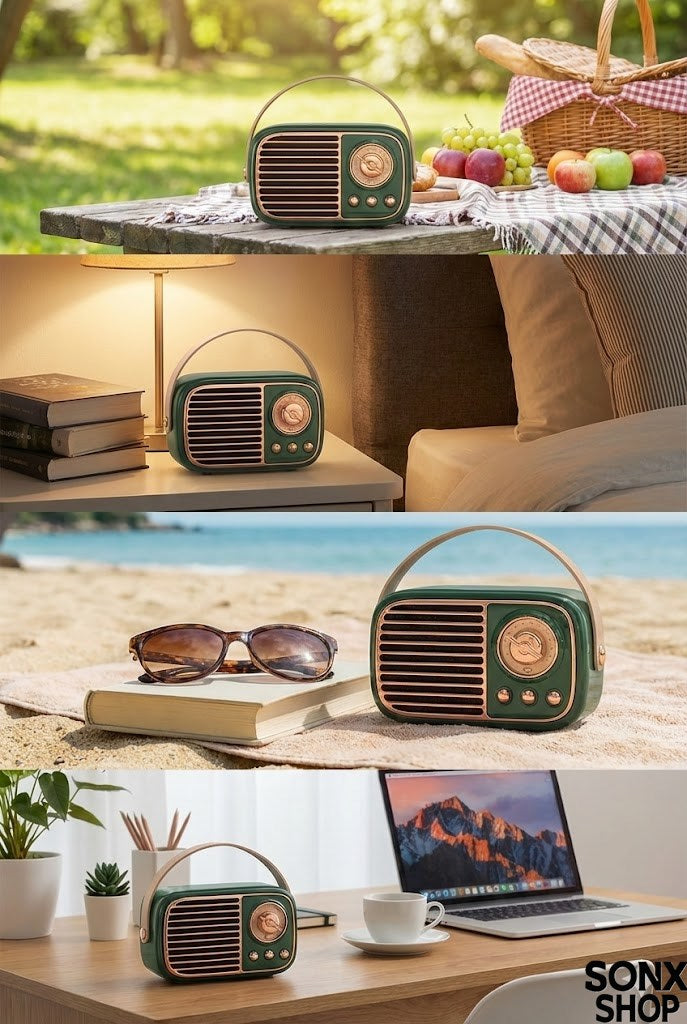 SONX Nostaljik Retro Bluetooth - FM Radyo, USB ve Bluetooth Kablosuz Hoparlör