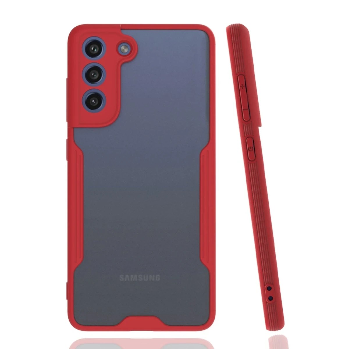Mey İthalat® Samsung Galaxy S21 FE Kılıf Platin Silikon - Kırmızı
