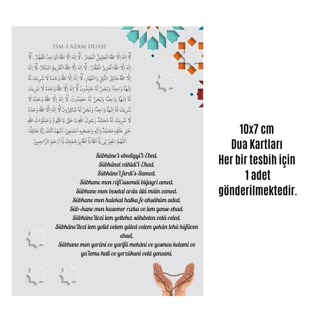 Namaz Tesbihi Vavlı 99'lu Cam İncili İsmi Azam Dua Kartı İle Lacivert Renk Hediyelik 100 Adet