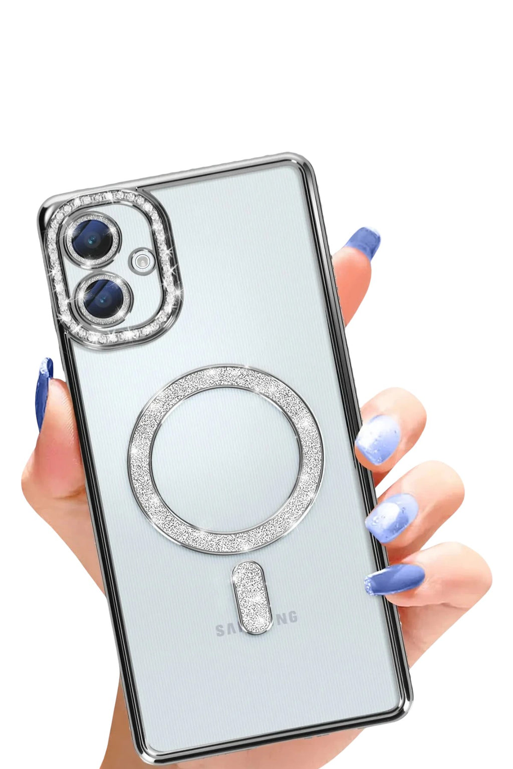 Mey İthalat® Samsung Galaxy A06 Joke Simli Magneticsafe Kılıf - Siyah