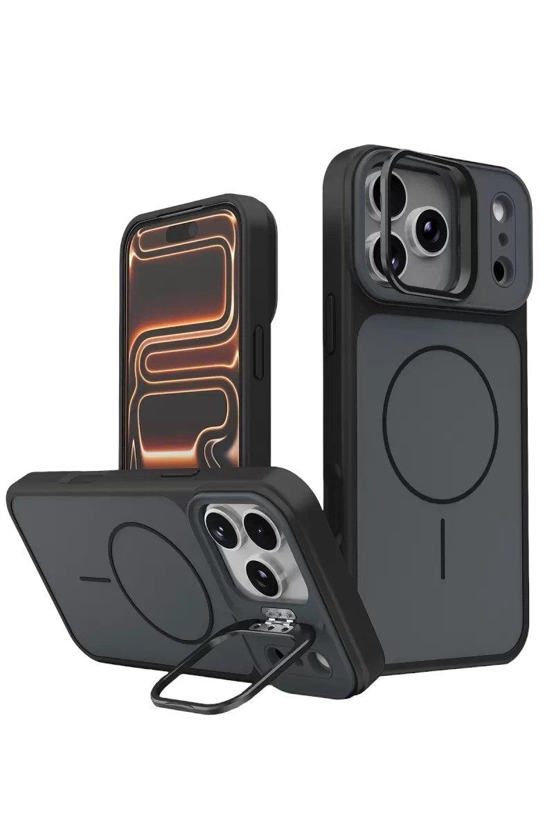 Mey İthalat® iPhone 17 Pro Max Pale Magsafe Standlı Kapak - Siyah