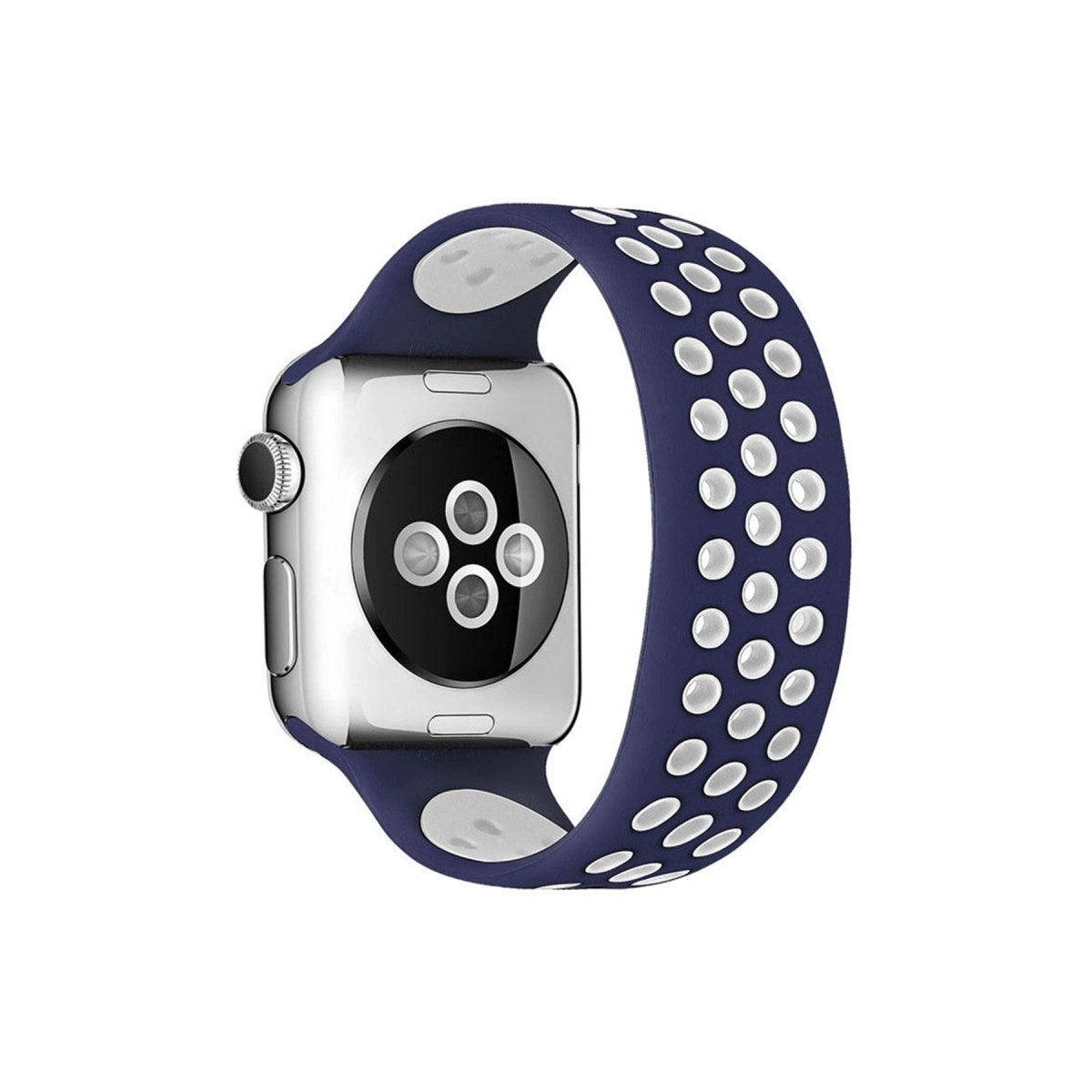 Mey İthalat® Watch 42mm Ayarlı Delikli Silikon Kordon - Lacivert-Beyaz