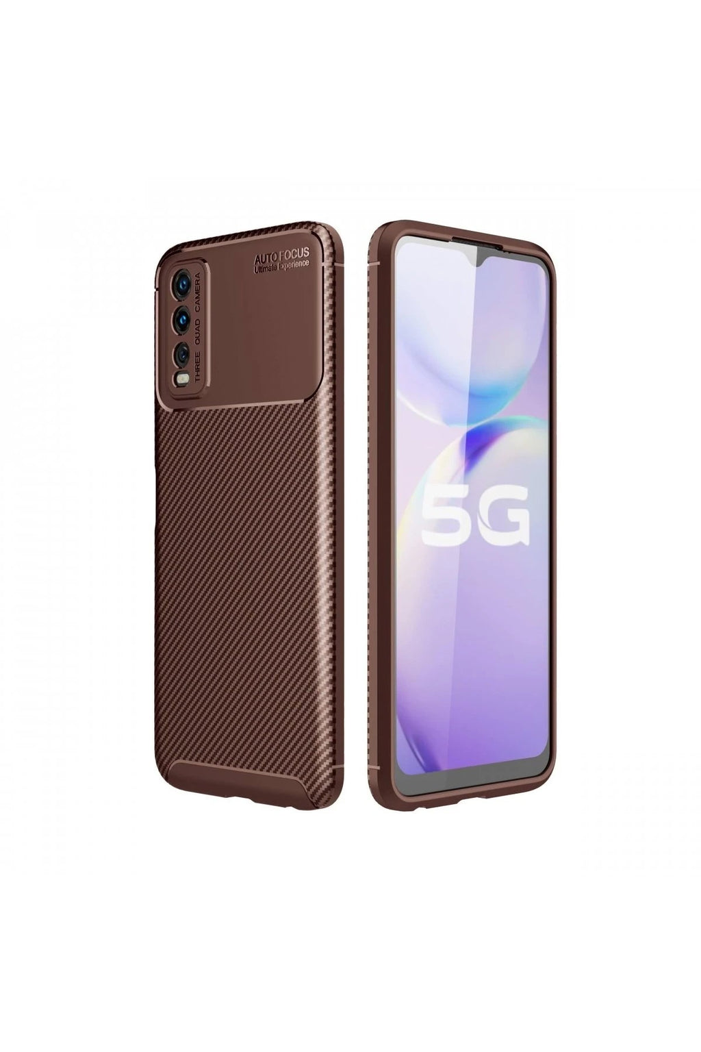 Mey İthalat® Vivo Y11S Kılıf Auto Focus Karbon Kapak - Kahverengi