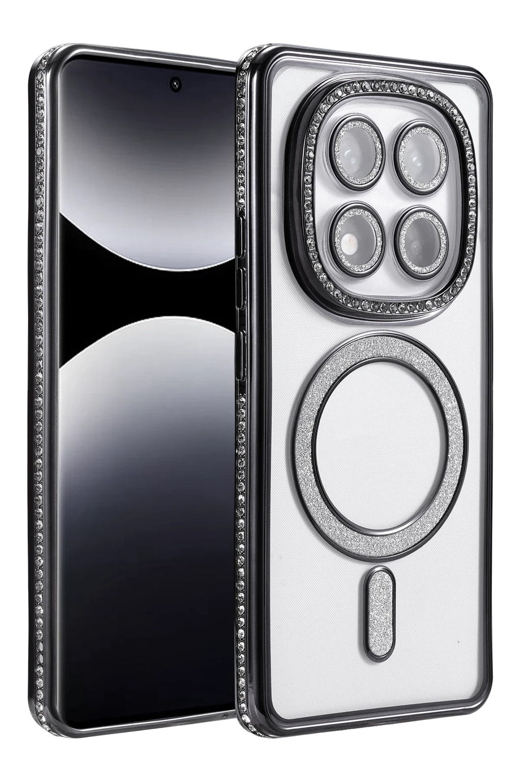 Mey İthalat® Redmi Note 14 Pro 5G Joke Simli Magneticsafe Kılıf - Siyah