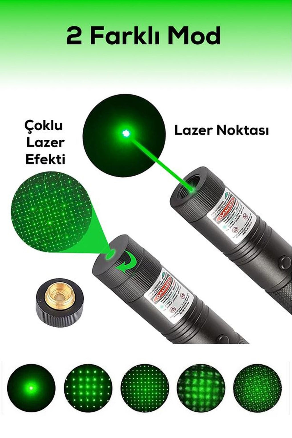 ULTRA güçlü Yeşil Şarjlı Lazer Pil Anahtar - Uzun Menzilli, Güçlü Ve Çoklu Işık Efektli Er
