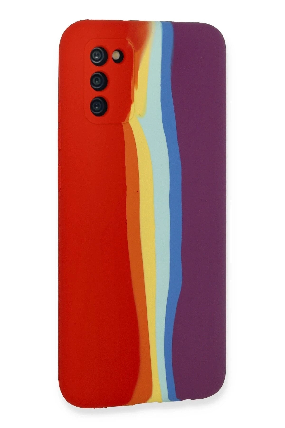 Mey İthalat® Samsung Galaxy A03S Kılıf Ebruli Lansman Silikon - Kırmızı-Mor