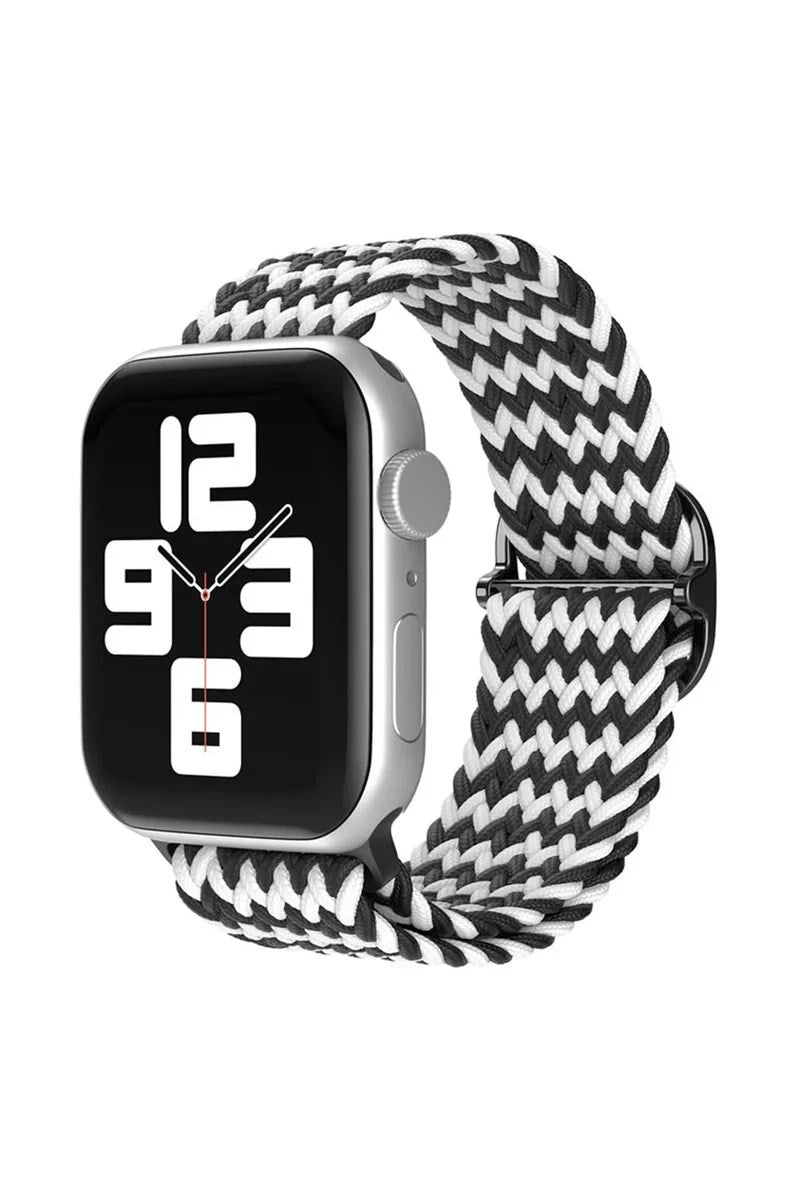 Mey İthalat® Watch 38mm Star Kordon - Zigzag Siyah-Beyaz