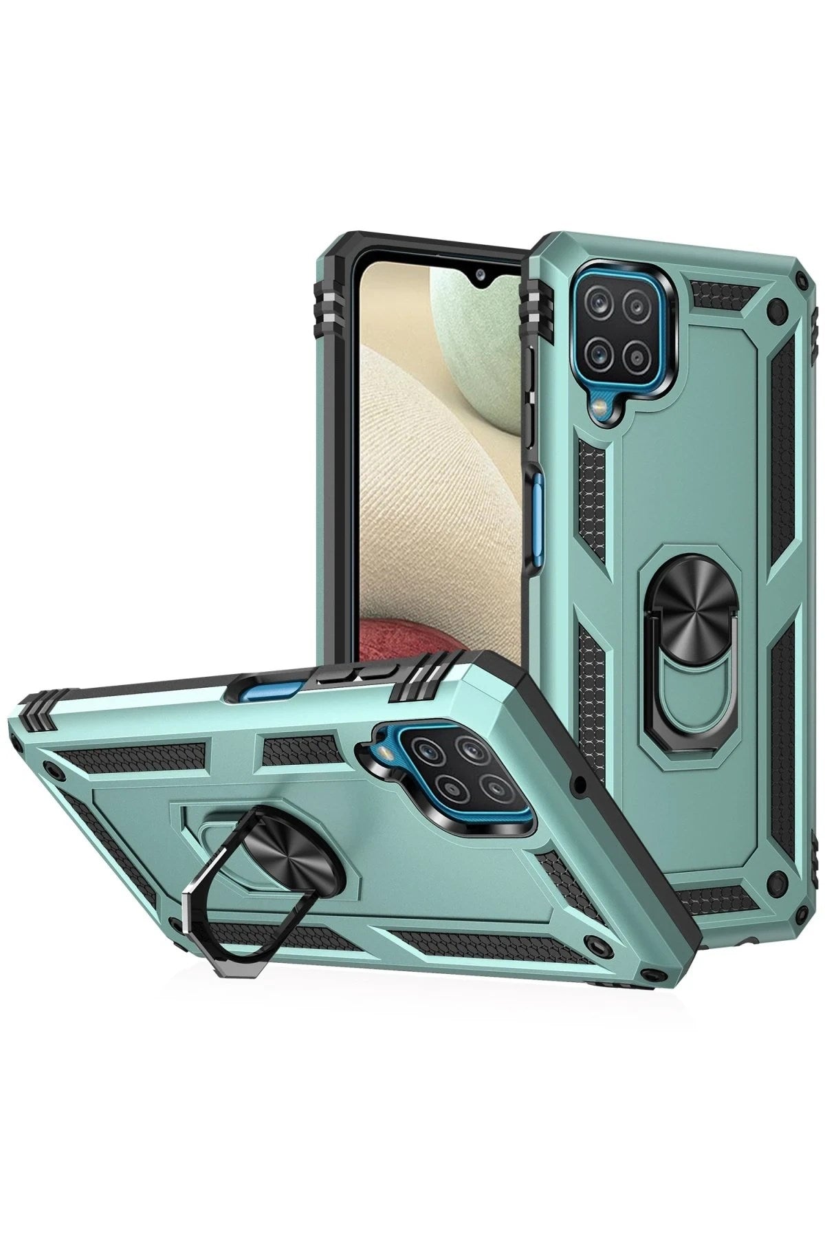 Mey İthalat® Samsung Galaxy A22 Kılıf Sofya Yüzüklü Silikon Kapak - Yeşil